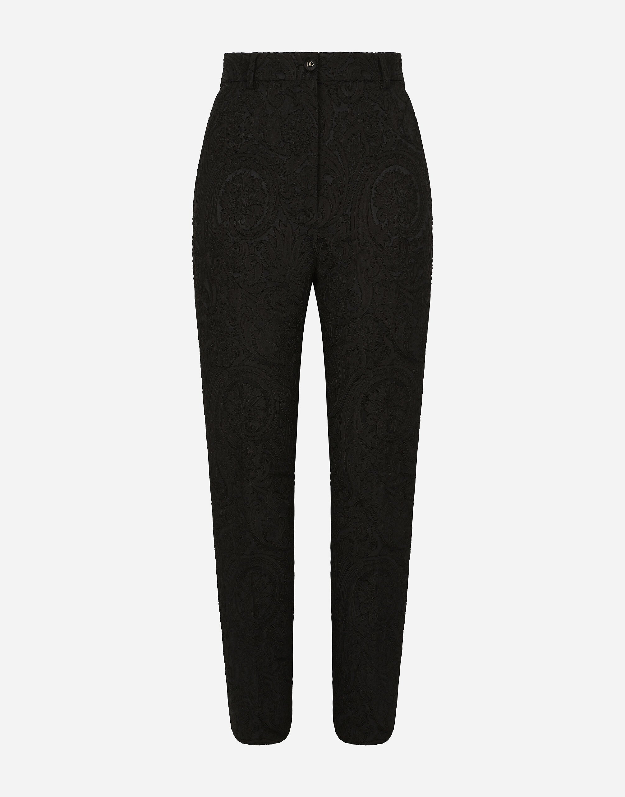 Dolce & Gabbana High-waisted ornamental jacquard pants Black F759LTFLRC2