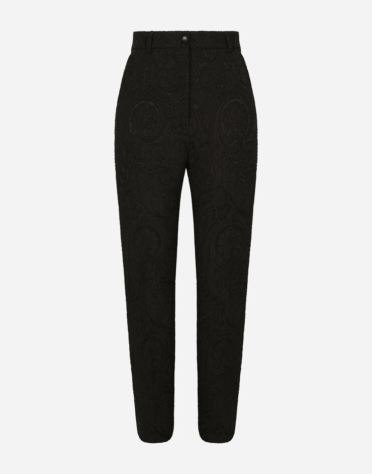 Dolce & Gabbana Pantalón de talle alto en jacquard decorativo Negro FTAM2TFJUBL