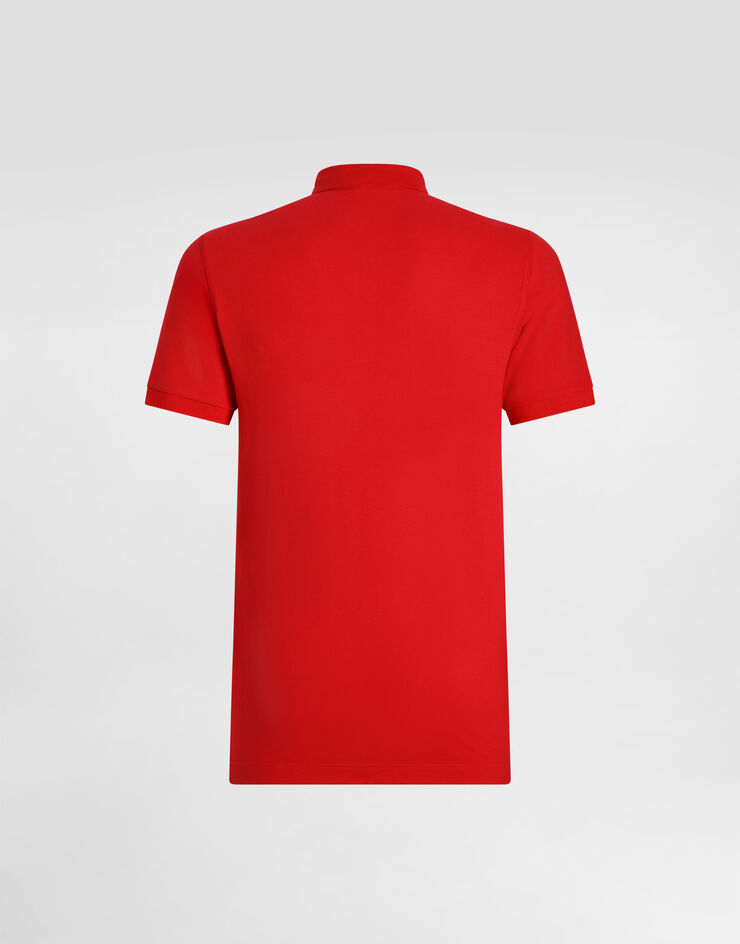 Dolce & Gabbana Polo en piqué de algodón con placa con logotipo Bordeaux G8PL4TG7F2H
