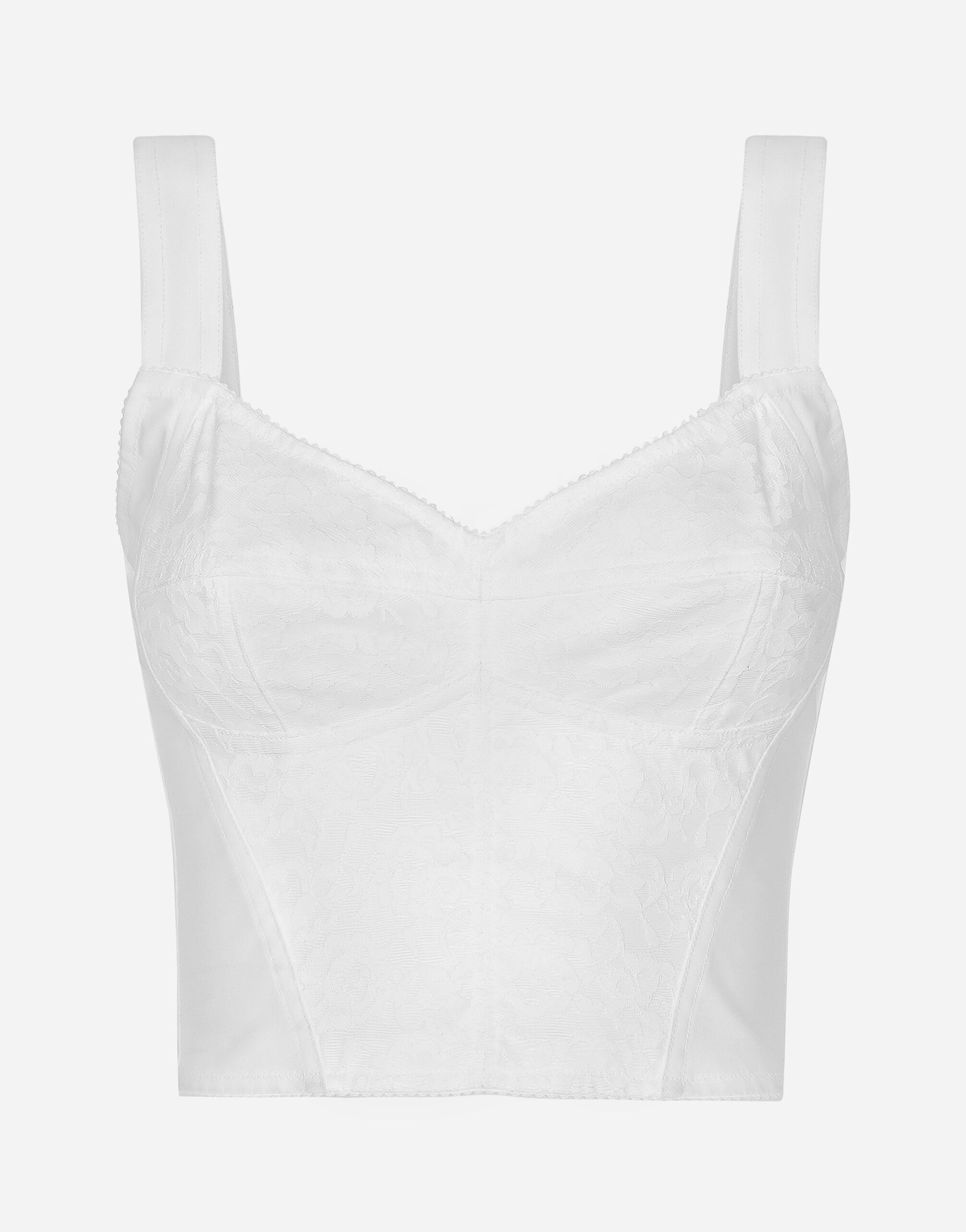 Shaper corset bustier in lace and jacquard in White for Women