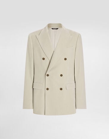 Dolce & Gabbana Double-breasted velvet jacket Beige G2TV8TFUWCU