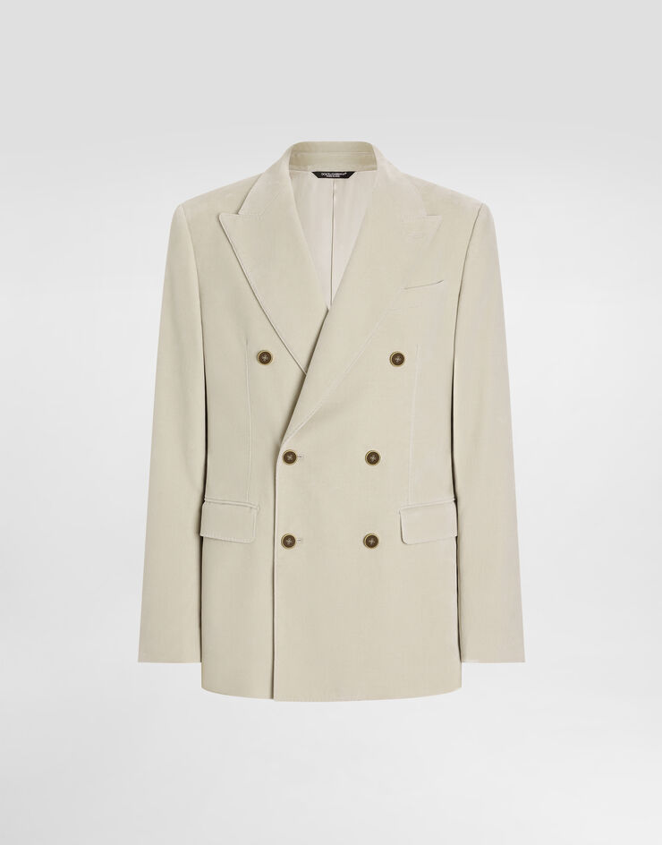 Dolce & Gabbana Chaqueta de botonadura doble en terciopelo Beige G2TV8TFUWCU