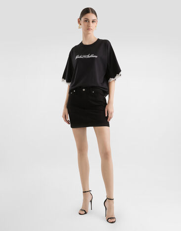 Dolce & Gabbana jersey t-shirt with embroidery Black F8V62ZGDDB8