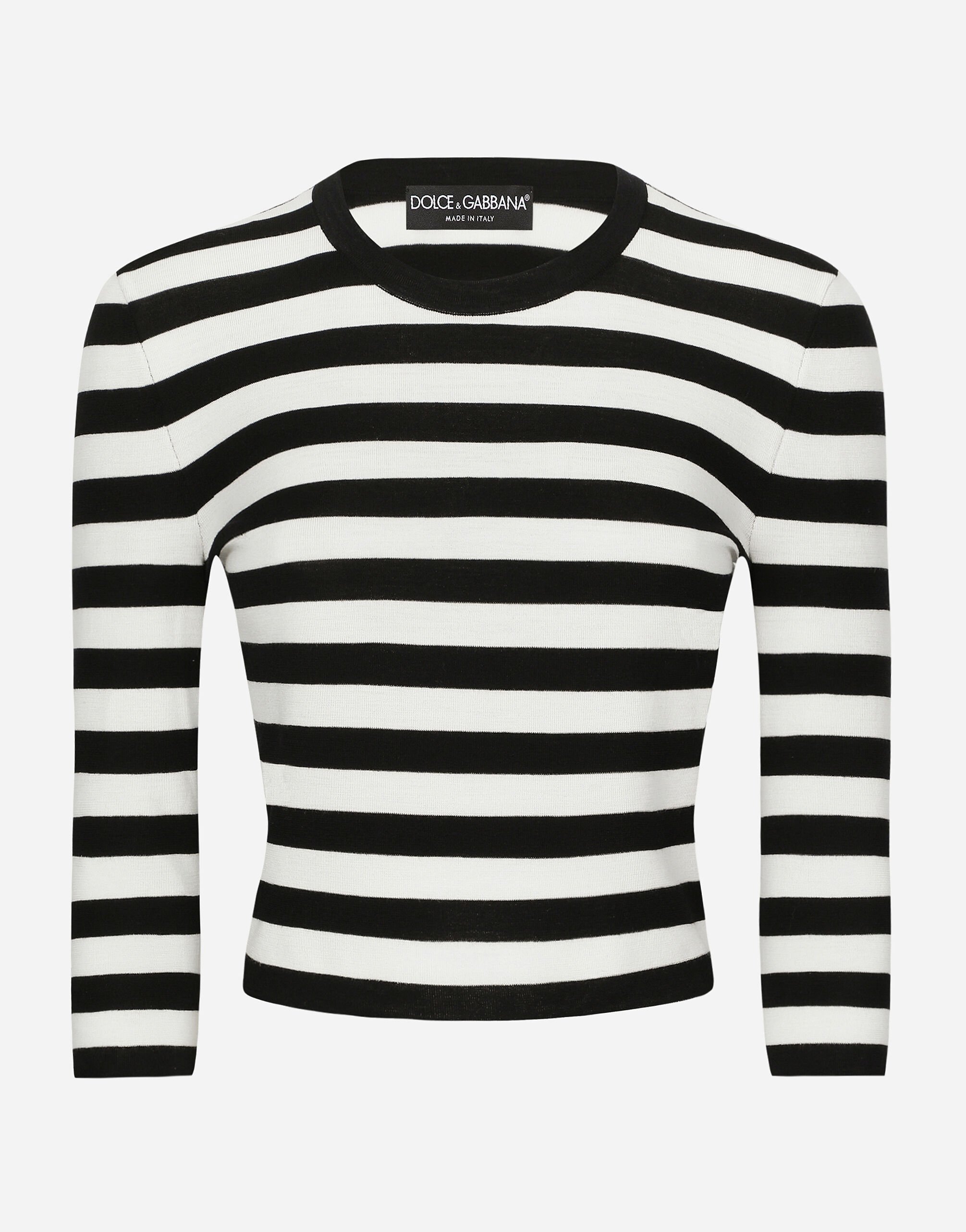 Dolce & Gabbana Wool sweater in inlaid stripes Print F79FOTFSA64