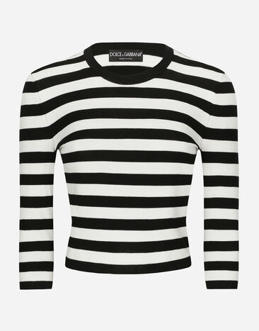 Dolce & Gabbana Wool sweater in inlaid stripes Print F5P61TFSFNR