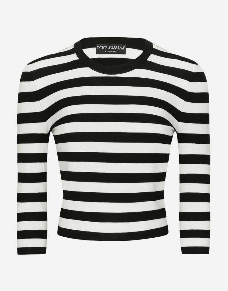 Dolce & Gabbana Wool sweater in inlaid stripes Multicolor FXX44TJCVY2