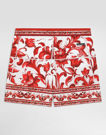 Dolce & Gabbana Bóxer de baño en nylon con estampado mayólica Multicolor L4J850ON0I3