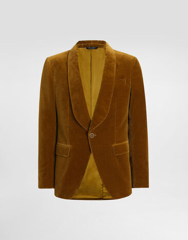 Dolce & Gabbana Velvet single-breasted jacket Yellow G2UO6TFUWCU