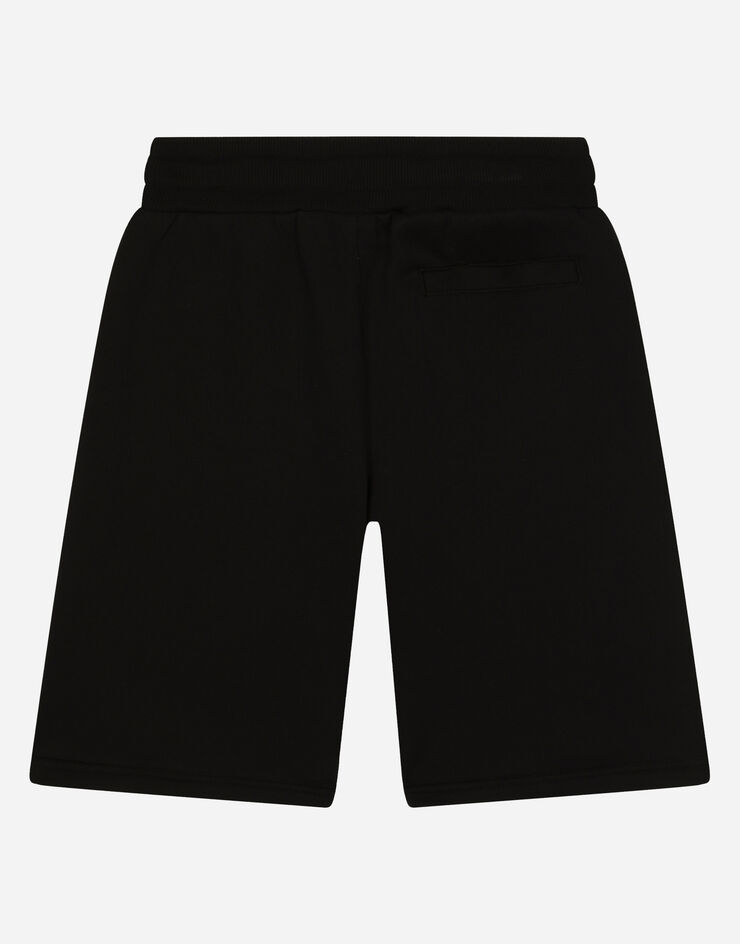 Dolce & Gabbana Jersey jogging shorts with DG logo band Black L4JQN0G7D8H