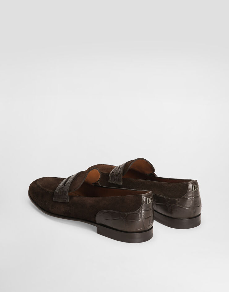 Dolce & Gabbana Split calfskin and alligator slippers Multicolor A50717A2E22
