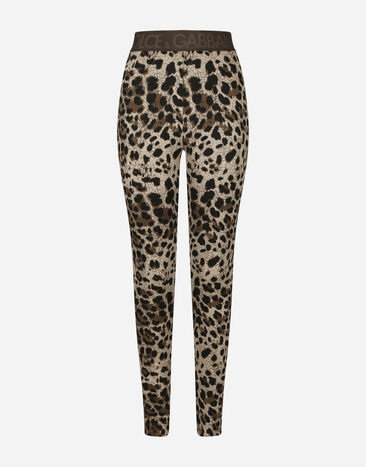 Dolce & Gabbana Jersey leggings with jacquard leopard design Black FTBMPTFU21E
