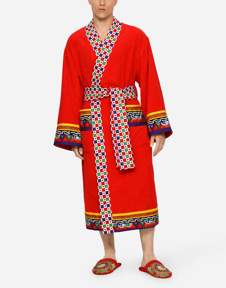 Dolce & Gabbana Cotton Terry Bathrobe Multicolor TCF010TCAGN