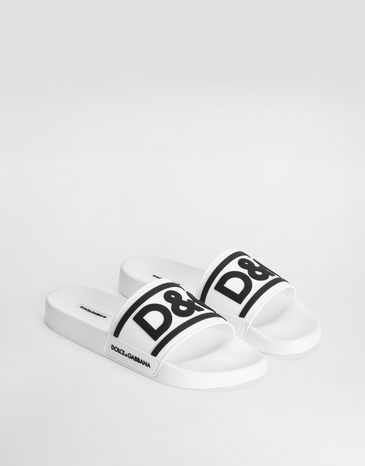 Dolce & Gabbana Rubber beachwear sliders with DG logo Multicolor CS2072AQ858