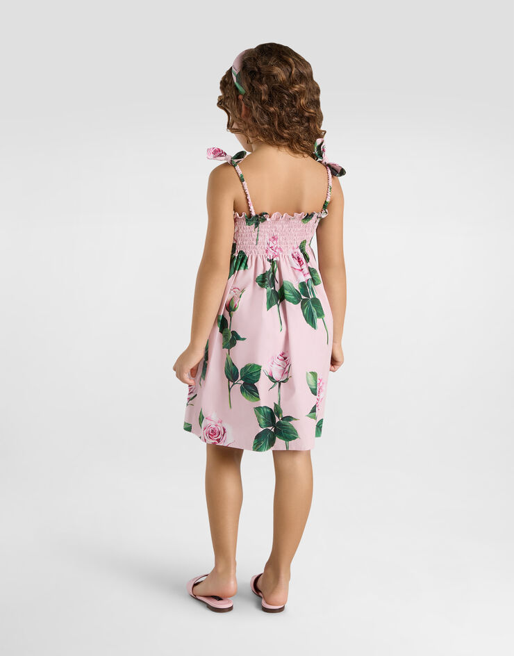 Dolce & Gabbana Robe en popeline à imprimé roses Imprimé L54DE0HS5S7