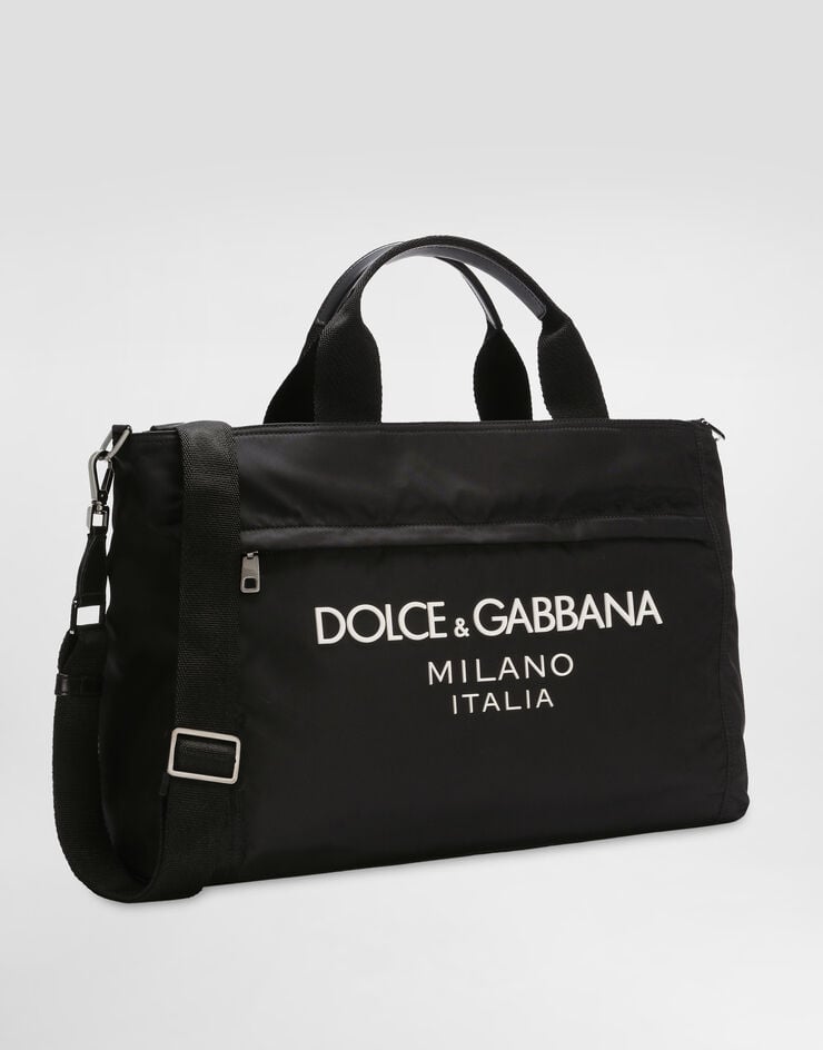 Dolce & Gabbana Nylon holdall with rubberized logo Black BM2125AG182