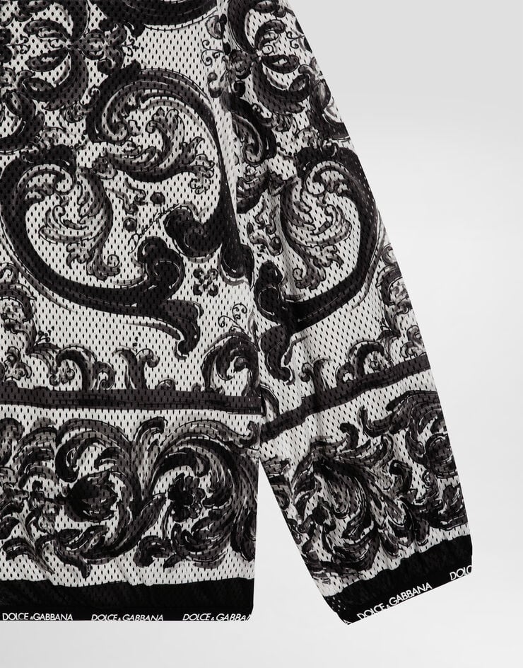 Dolce & Gabbana Chaqueta de malla suave con estampado de mayólica Multicolor L4JC26FIM6P