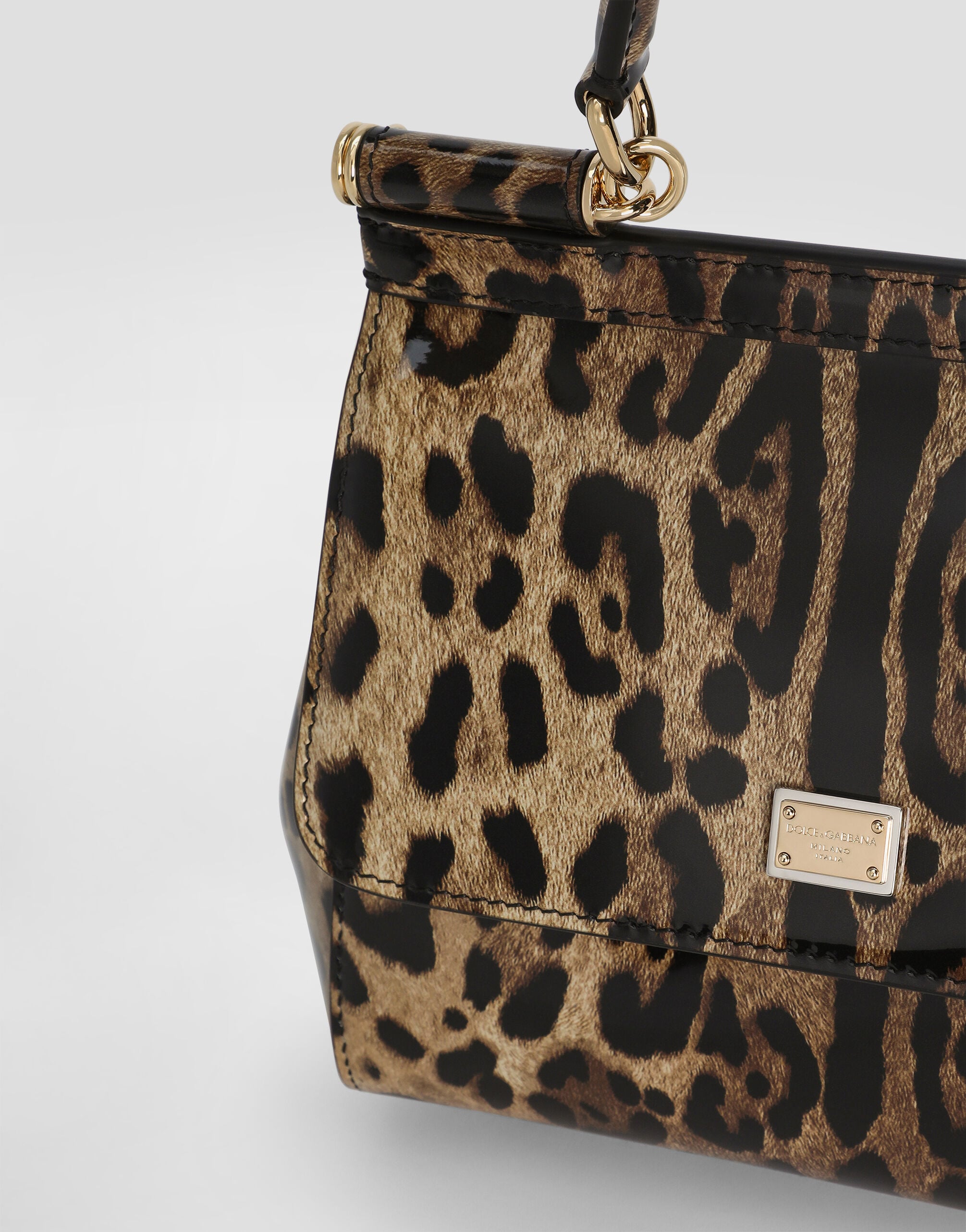 Small Sicily handbag in leo-print polished calfskin in Print for