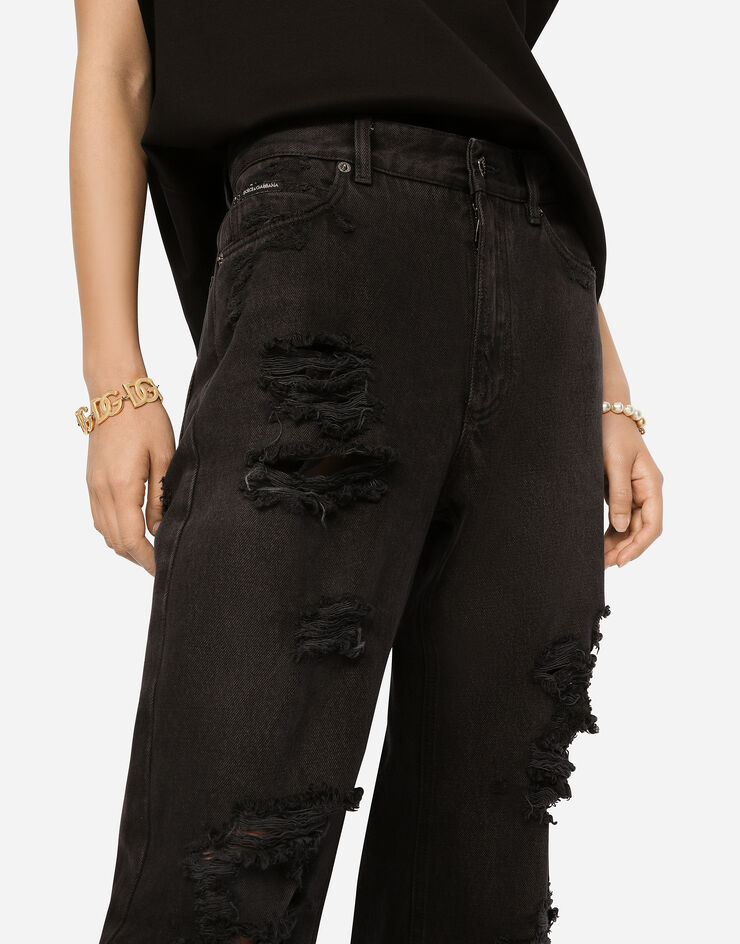 Dolce & Gabbana Jean flare en denim à accrocs Multicolore FTCGNDG8HR2