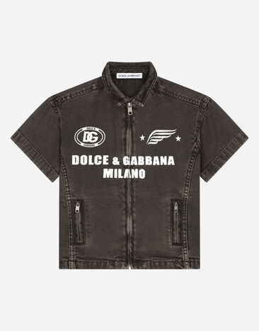 Dolce & Gabbana Canvas shirt with Dolce&Gabbana print Print L44S10FI5JO