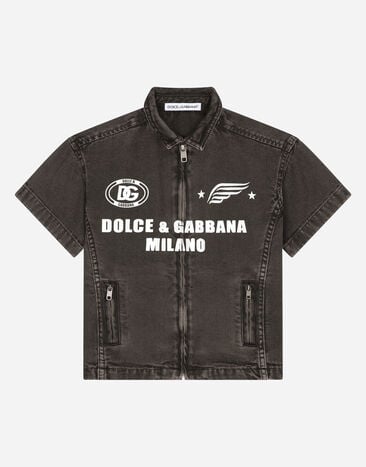 Dolce & Gabbana Canvas shirt with Dolce&Gabbana print Print L43S86G7L5W