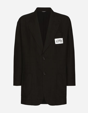 Dolce & Gabbana Oversize shantung silk and cotton jacket Black G5LG0TFUOA5