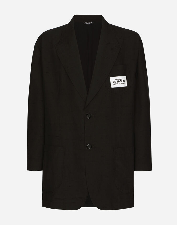 Dolce & Gabbana Oversize shantung silk and cotton jacket Black G2SH1THUMCA