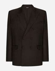 Dolce & Gabbana Double-breasted silk Taormina-fit jacket Brown G2SJ0THUMG4