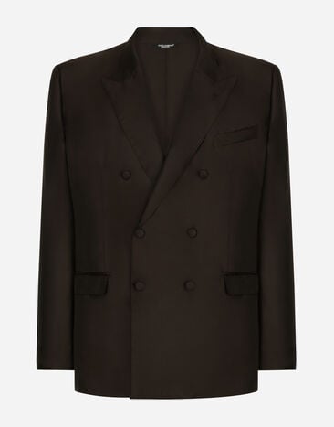Dolce & Gabbana Zweireihige Jacke Taormina aus Seide Grau G2NW1TFU4LB