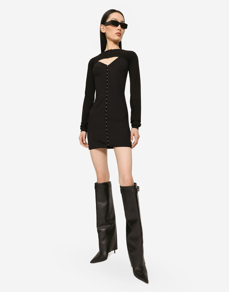 Dolce & Gabbana 轻质科技平纹针织短款连衣裙 黑 F6AUXTFUUBD