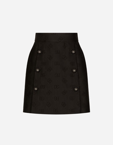 Dolce & Gabbana Minigonna in jacquard con logo DG allover Nero F4B7RTFJTBP