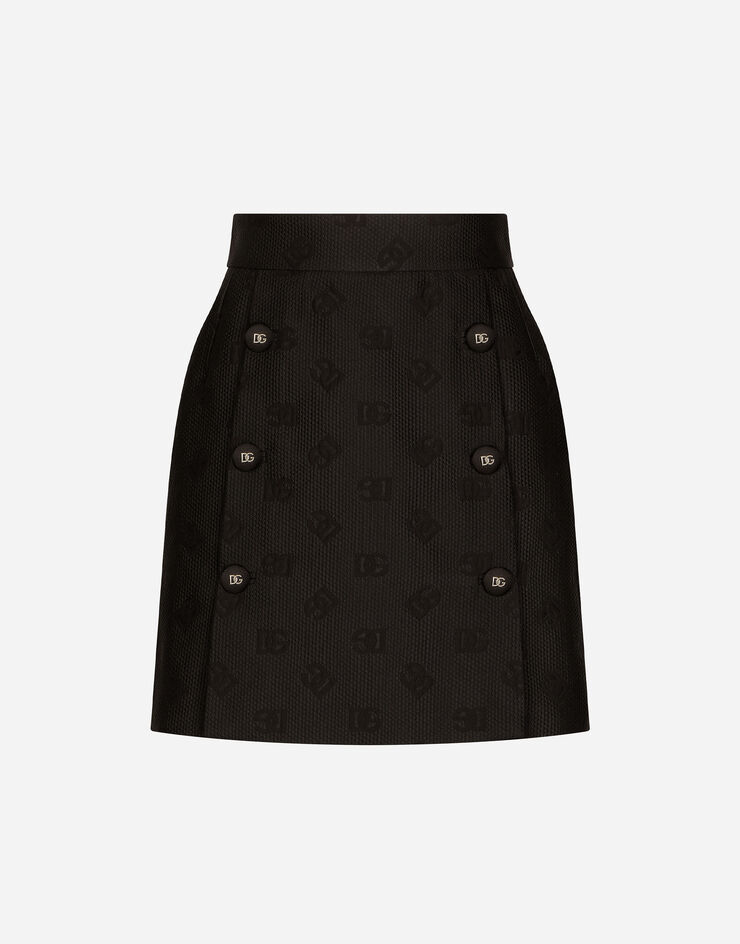 Dolce & Gabbana Mini-jupe en jacquard à logo DG all-over Noir F4B7RTFJTBP