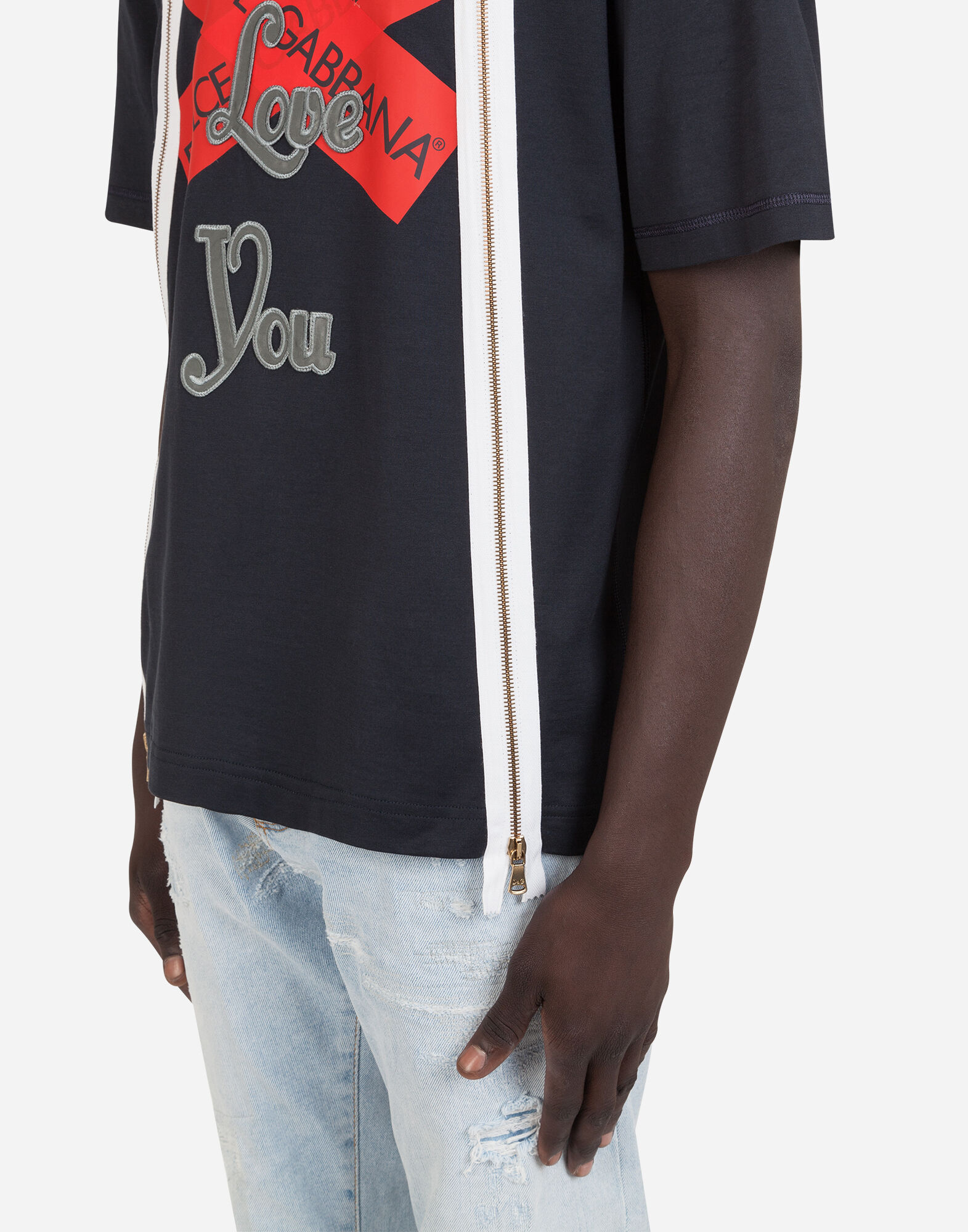 T-shirt with Dolce&Gabbana print and zipper