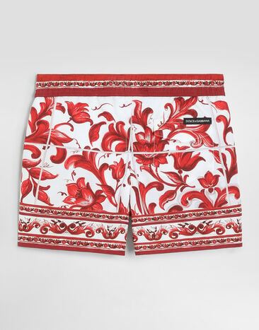 Dolce & Gabbana Bañador tipo bóxer en nylon con estampado de mayólica Multicolor L1J850ON0I2