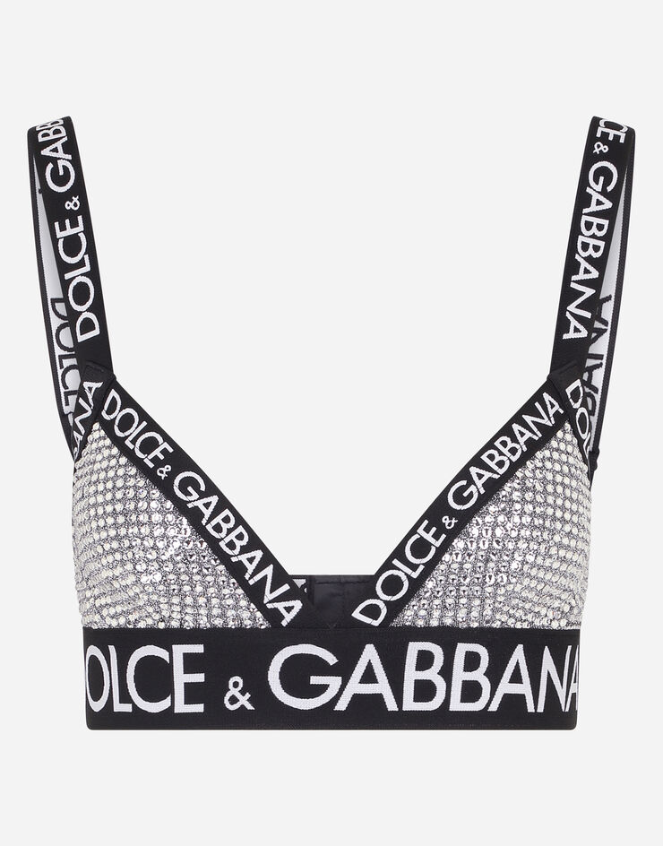 Dolce & Gabbana Бюстгальтер с треугольными чашечками, украшенными сетчатой отделкой из кристаллов серебристый O1C36THLM4U