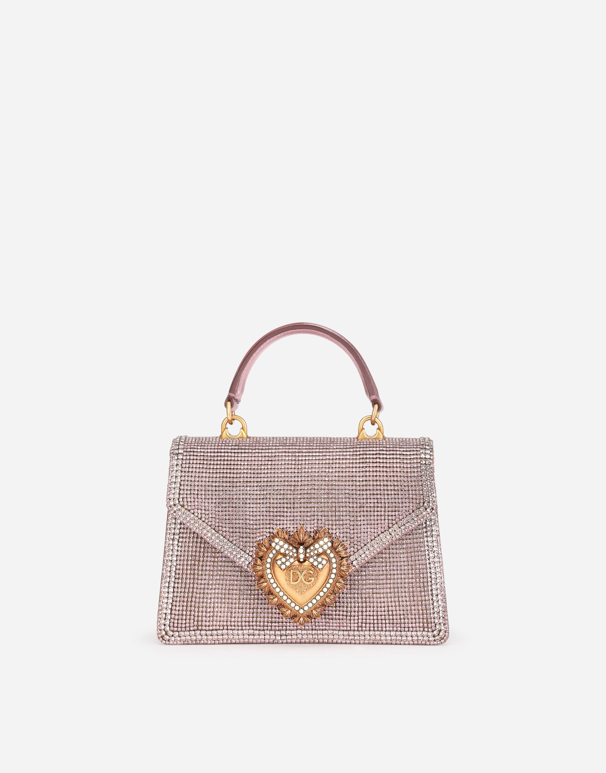 Small Devotion bag in mordore nappa leather with rhinestone detailing in PINK for Women Dolce Gabbana