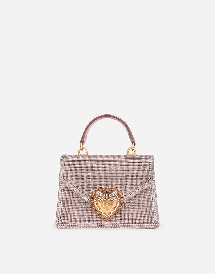 Dolce & Gabbana Small Devotion bag in mordore nappa leather with rhinestone detailing Pink BB6711AK829