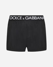 Dolce & Gabbana Short swim trunks with branded stretch waistband Animal Print M4E46TONO07