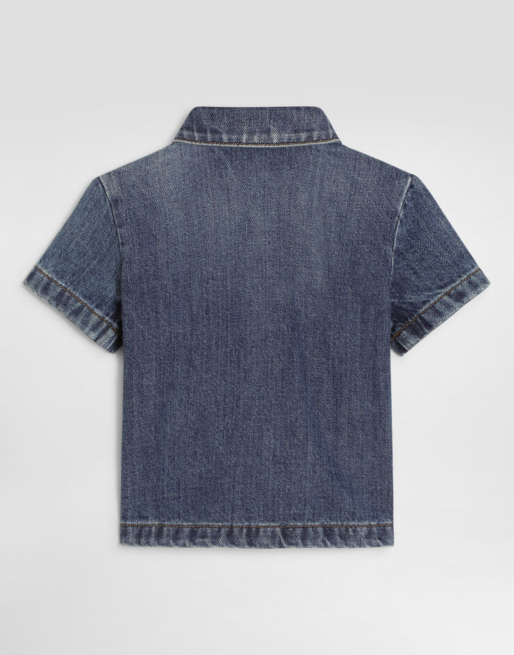 Dolce & Gabbana Denim shirt with logo Blue L15S05LDE06