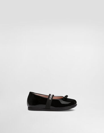 Dolce & Gabbana Patent leather ballet flats with bow Black D20093A4831
