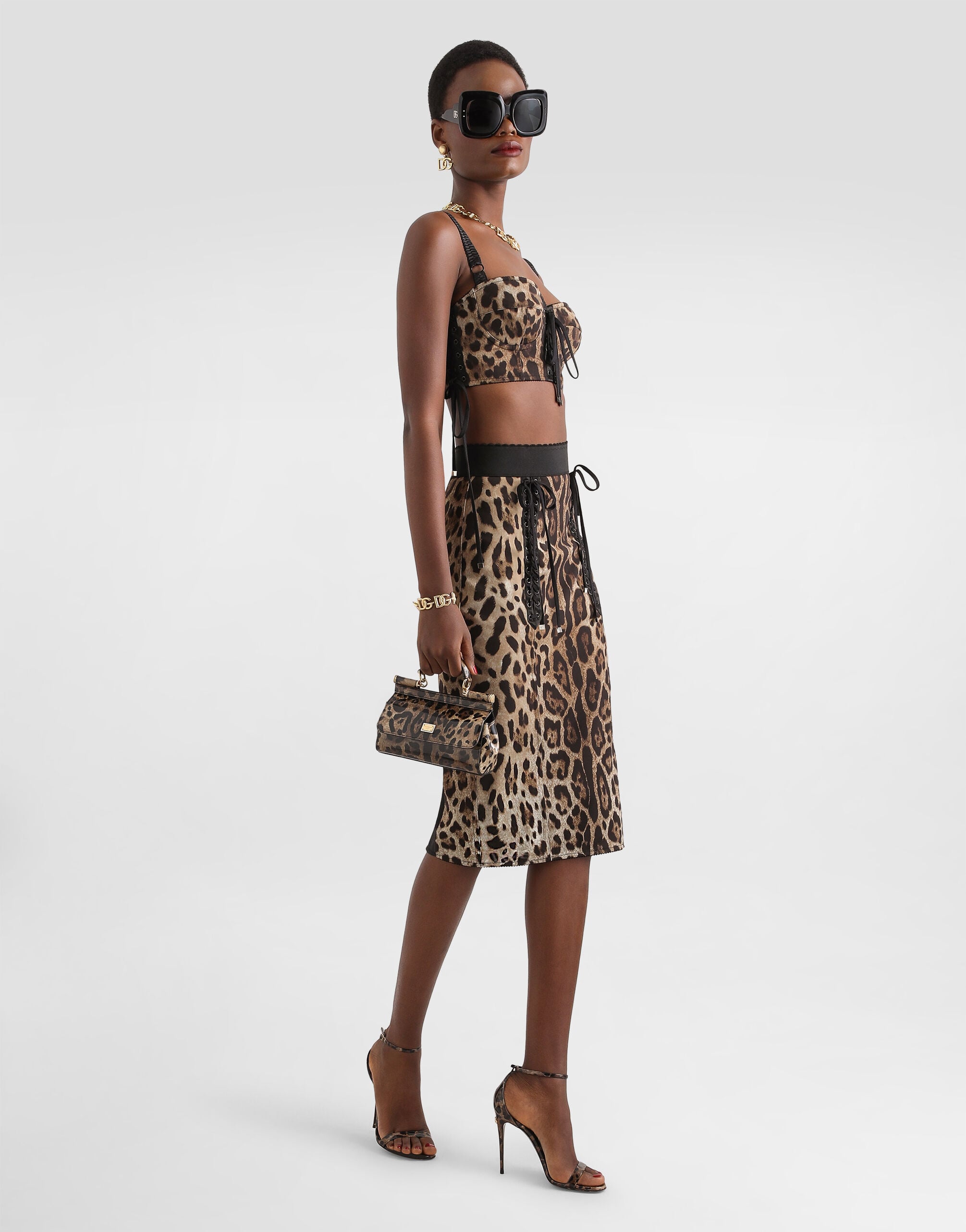 Leo-print fabric skirt in Print for Women | Dolce&Gabbana®