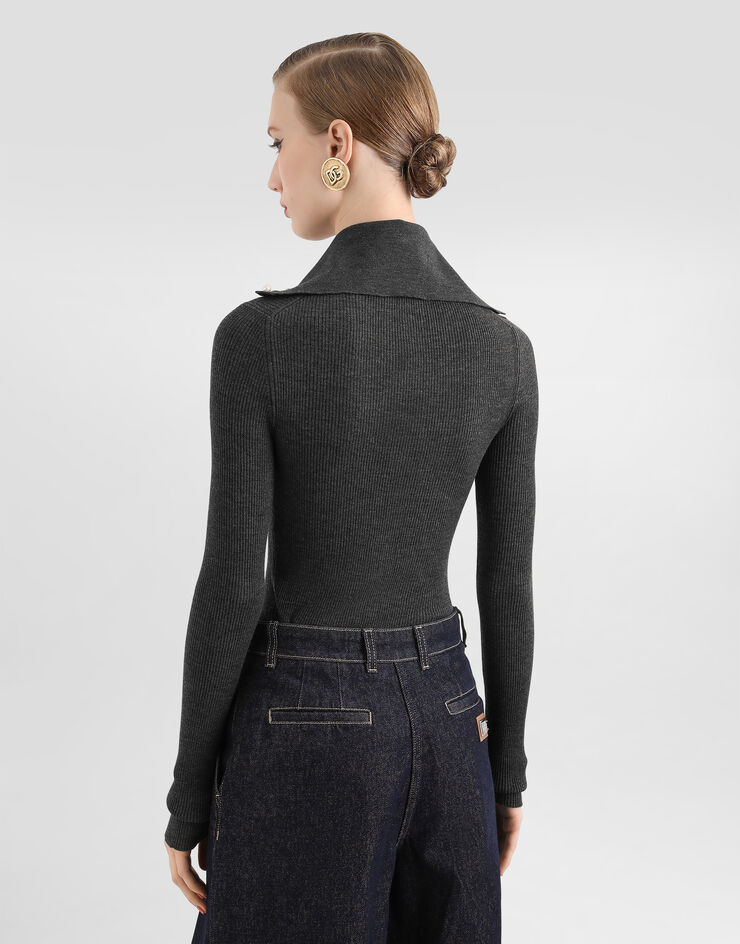 Dolce & Gabbana Ribbed wool cardigan Grey FXVFMTJDVMZ