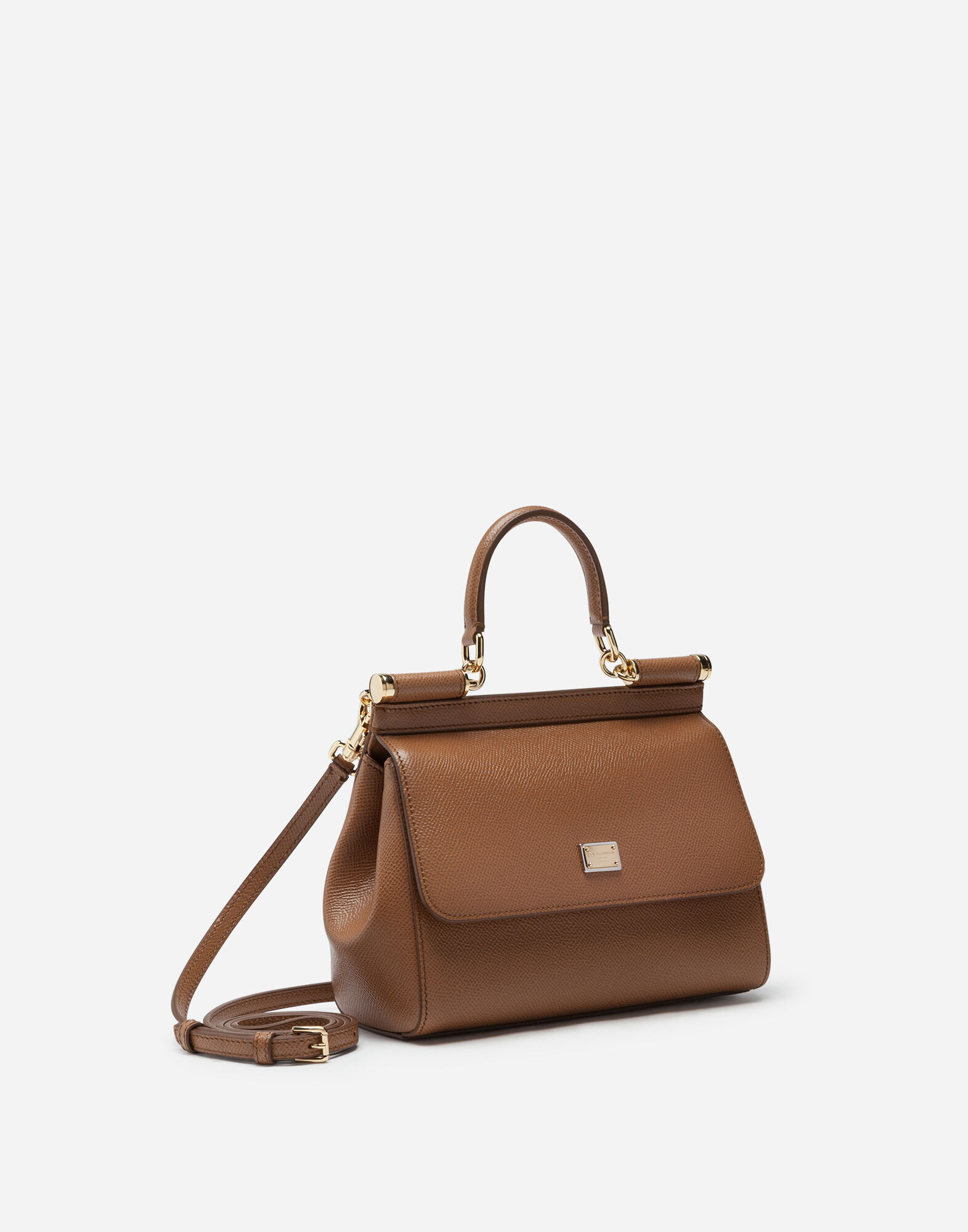 Small dauphine leather Sicily bag in Brown for Dolce Gabbana US