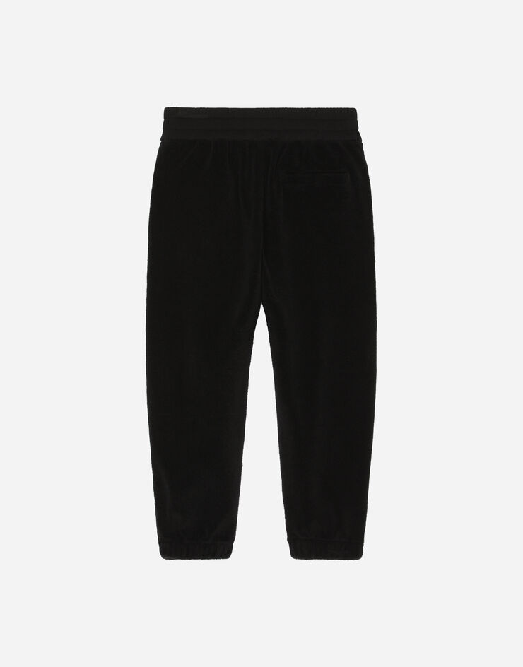 Dolce & Gabbana Pantalón de chándal en rizo con placa con logotipo Negro L4JPHQG7I8U