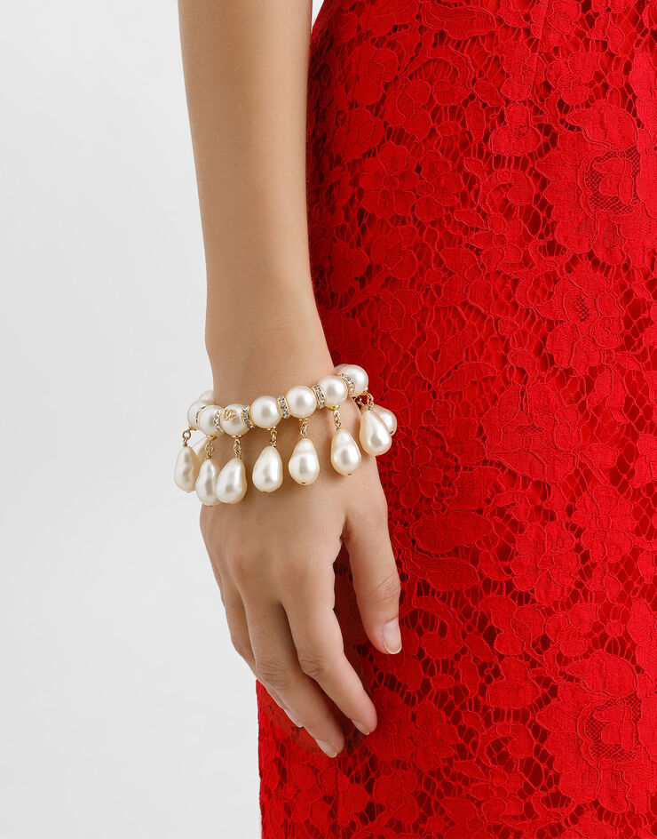 Dolce & Gabbana Bracelet with spheres, teardrop accents and DG logo White WBR2Y2W1111