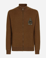 Dolce & Gabbana Wool and cashmere knit zip-up sweater with DG patch Multicolor G2TN4TFR20N