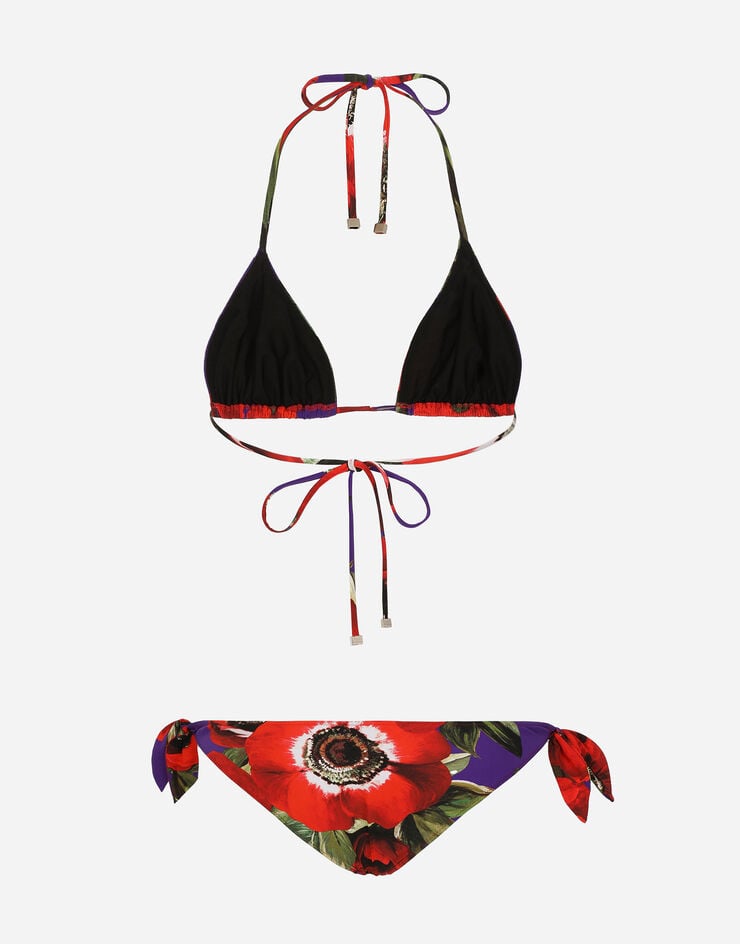 Dolce & Gabbana Bikini triangle à imprimé anémones Imprimé O8A02JFSG8D