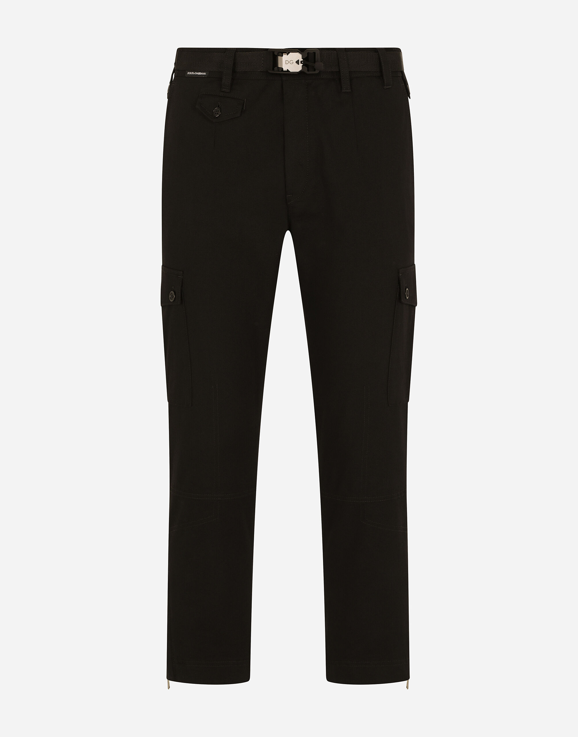 Stretch cotton cargo pants in Black for Men Dolce Gabbana