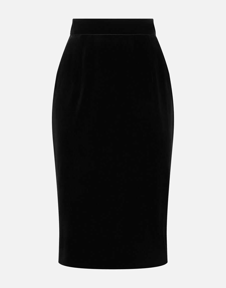 Velvet midi pencil skirt