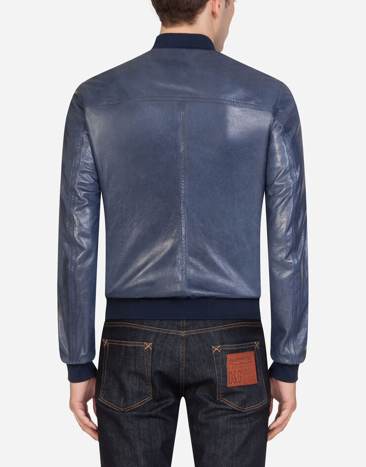 Dolce & Gabbana Leather zip-up jacket 蓝 G9RM6LHULF8