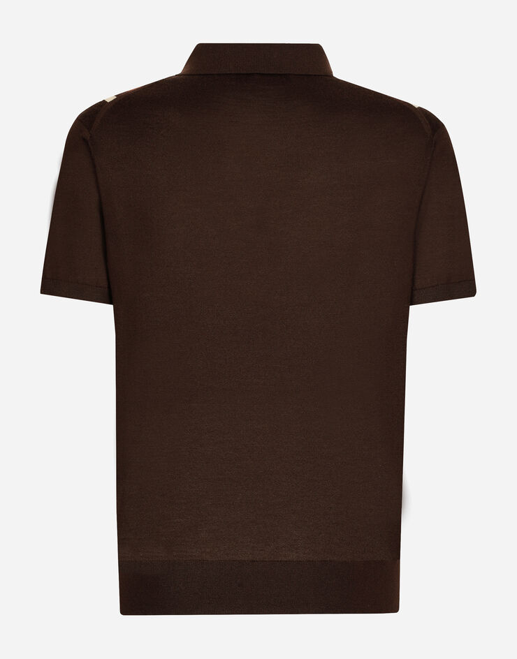 Dolce & Gabbana قميص بولو كشمير وحرير بتصميم مخطط متعدد الألوان GXZ19TJDMR9